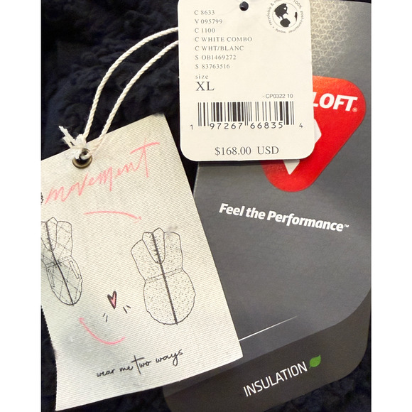 FREE PEOPLE FP MOVEMENT WHITE BLACK VENTURE ON REVERSIBLE PUFFER VEST JACKET XL - Picture 10 of 11